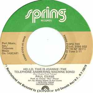 Paul Evans - Hello, This Is Joannie (The Telephone Answering Machine Song) FLAC