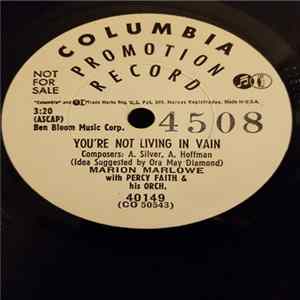 Marion Marlowe With Percy Faith & His Orchestra - You're Not Living In Vain / If You Love Me FLAC