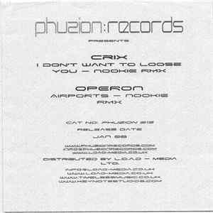 Crix / Operon - I Don't Want To Lose You / Airports (Nookie Remixes) FLAC
