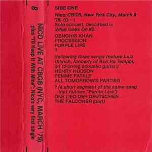Nico - Live At CBGB (NYC, March '79) Plus "I'll Keep It With Mine"; Nico's Very First Single FLAC