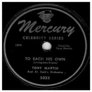 Tony Martin And Al. Sack's Orchestra - To Each His Own / I'll See You In My Dreams FLAC