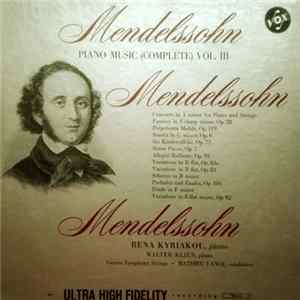 Mendelssohn, Rena Kyriakou, Walter Klien, Vienna Symphony Strings, Mathieu Lange - Piano Music (Complete) Vol. III FLAC
