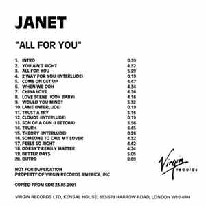 Janet - All For You FLAC