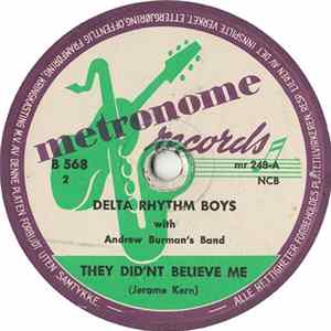 Delta Rhythm Boys With Andrew Burman's Band - They Did'nt Believe Me / Lover Come Back To Me FLAC