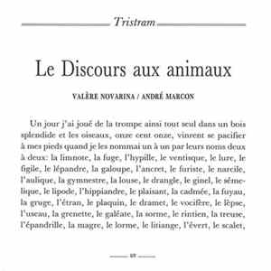Valère Novarina / André Marcon - Le Discours Aux Animaux FLAC