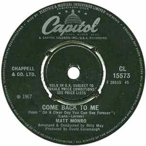 Matt Monro - Come Back To Me FLAC