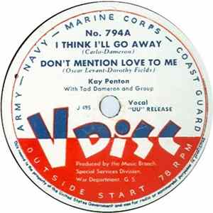 Kay Penton / Catalina Sextette - I Think I'll Go Away / Undecided FLAC
