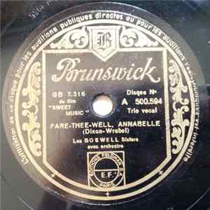 Les Boswell Sisters - Fare-Thee-Well, Annabelle / Lullaby Of Broadway FLAC